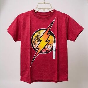 The Flash T-Shirt DC Comics Graphic Tee Red Boys‎ Kids Size M Medium